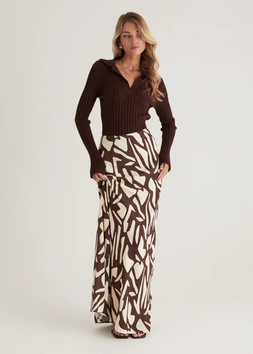 Vance Maxi Skirt - Choc Vanilla
