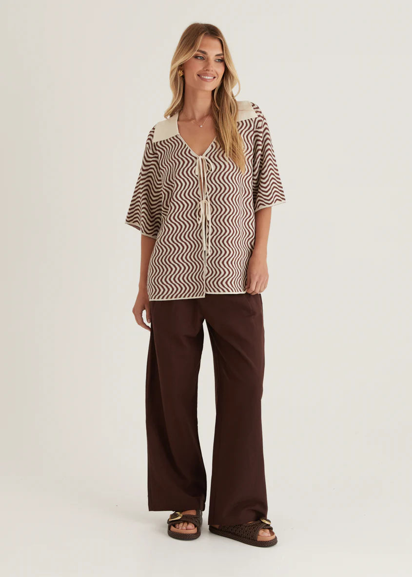 Charley Knit Top - Brown Swirl
