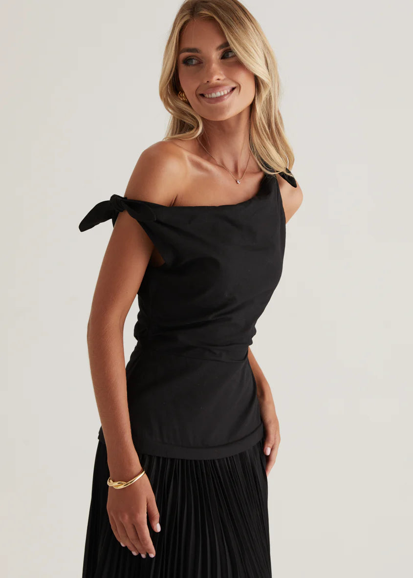 Keyla One Shoulder Maxi Dress - Black