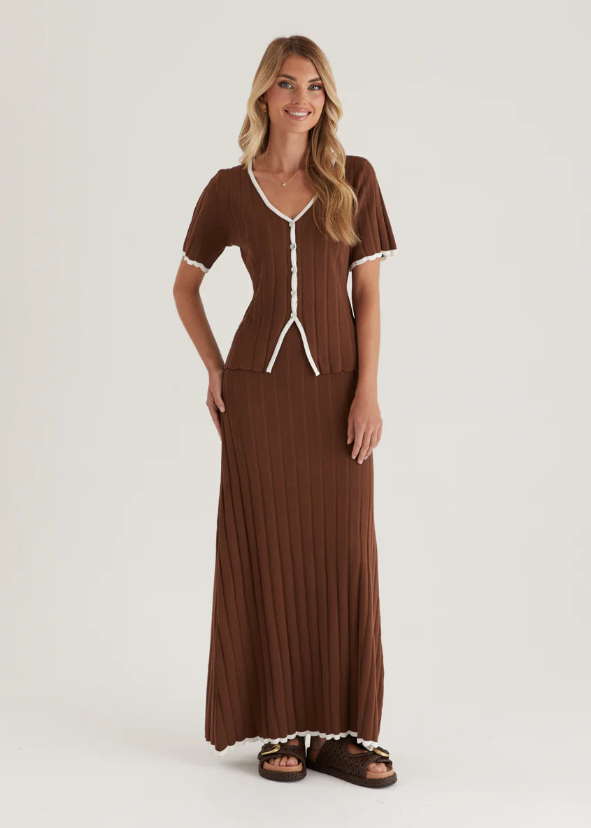 Yulia Knit Maxi Skirt - Chocolate
