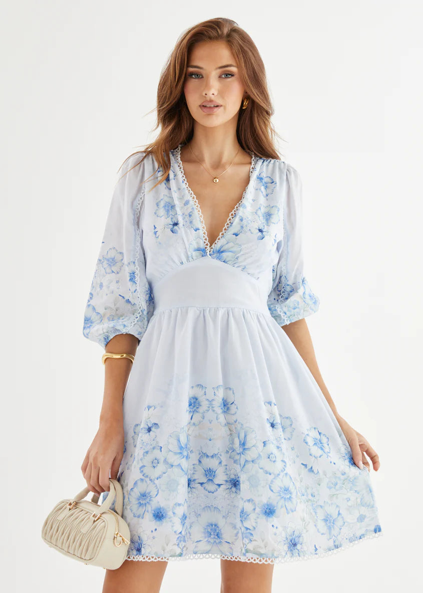 Layla Dress - Blue Flowers