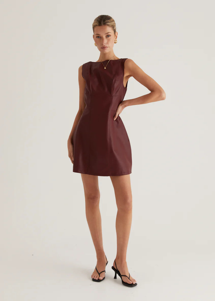 Nirvana PU Dress - Wine