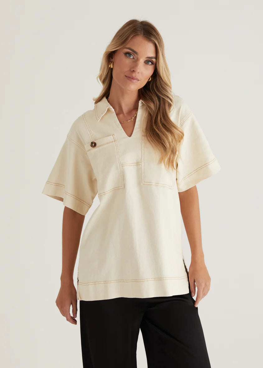 Caden Denim Shirt - Cream