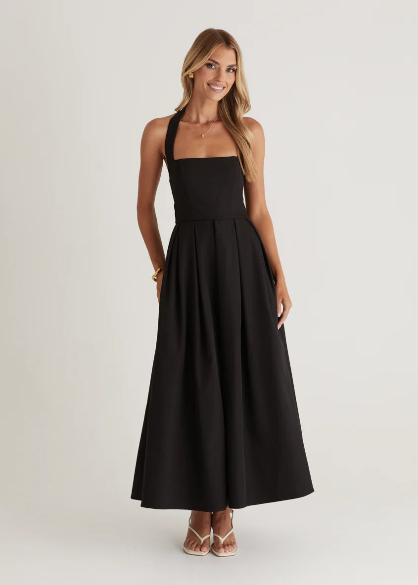 Leigh Halter Maxi Dress - Black