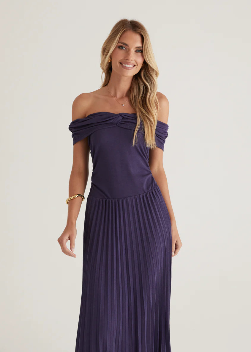 Lottie Off Shoulder Maxi Dress - Navy