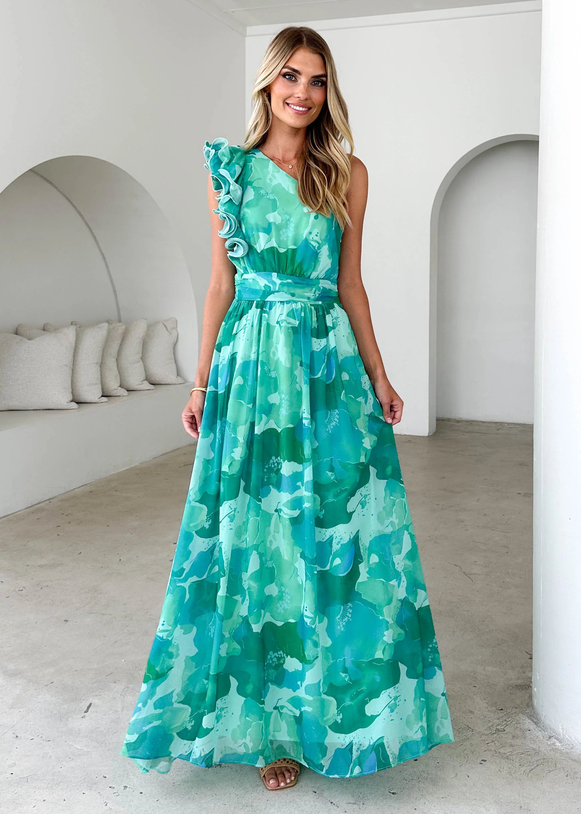 Layana Maxi Dress - Green Rush