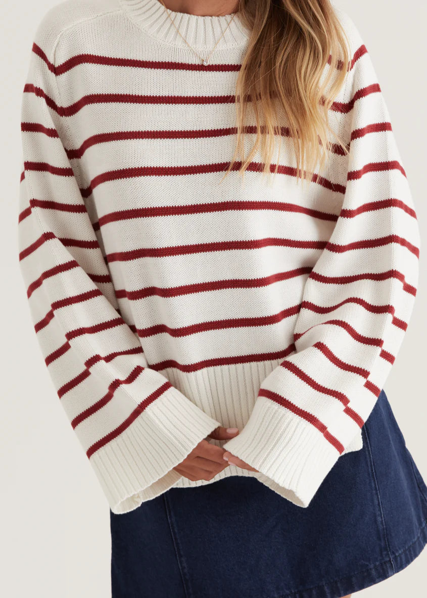 Eva Sweater - Wine Stripe