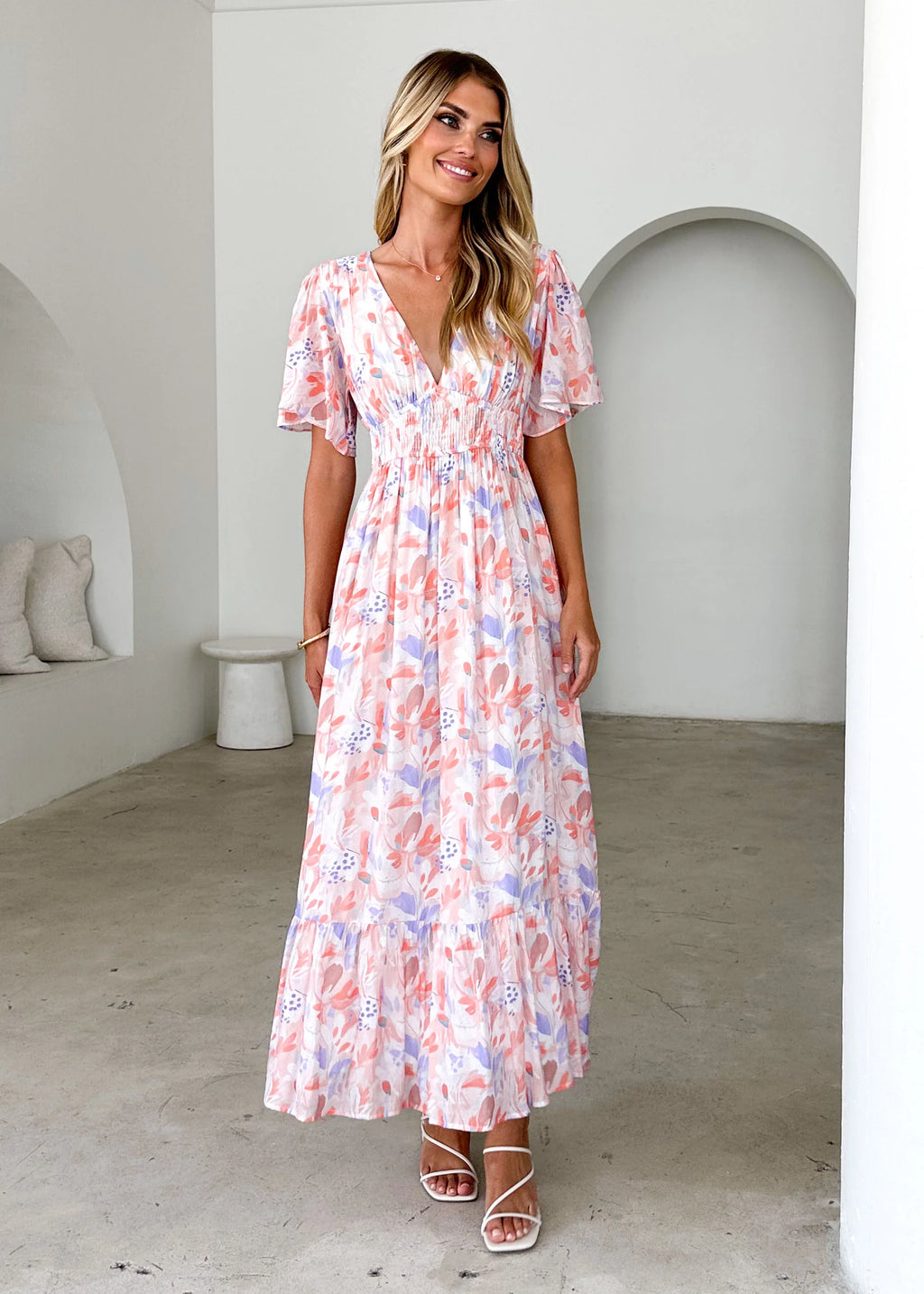 Brava Maxi Dress - Peach Floral