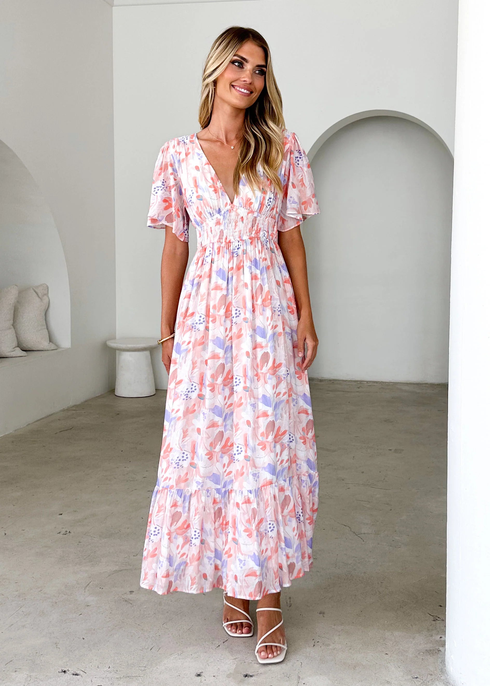 Brava Maxi Dress - Peach Floral