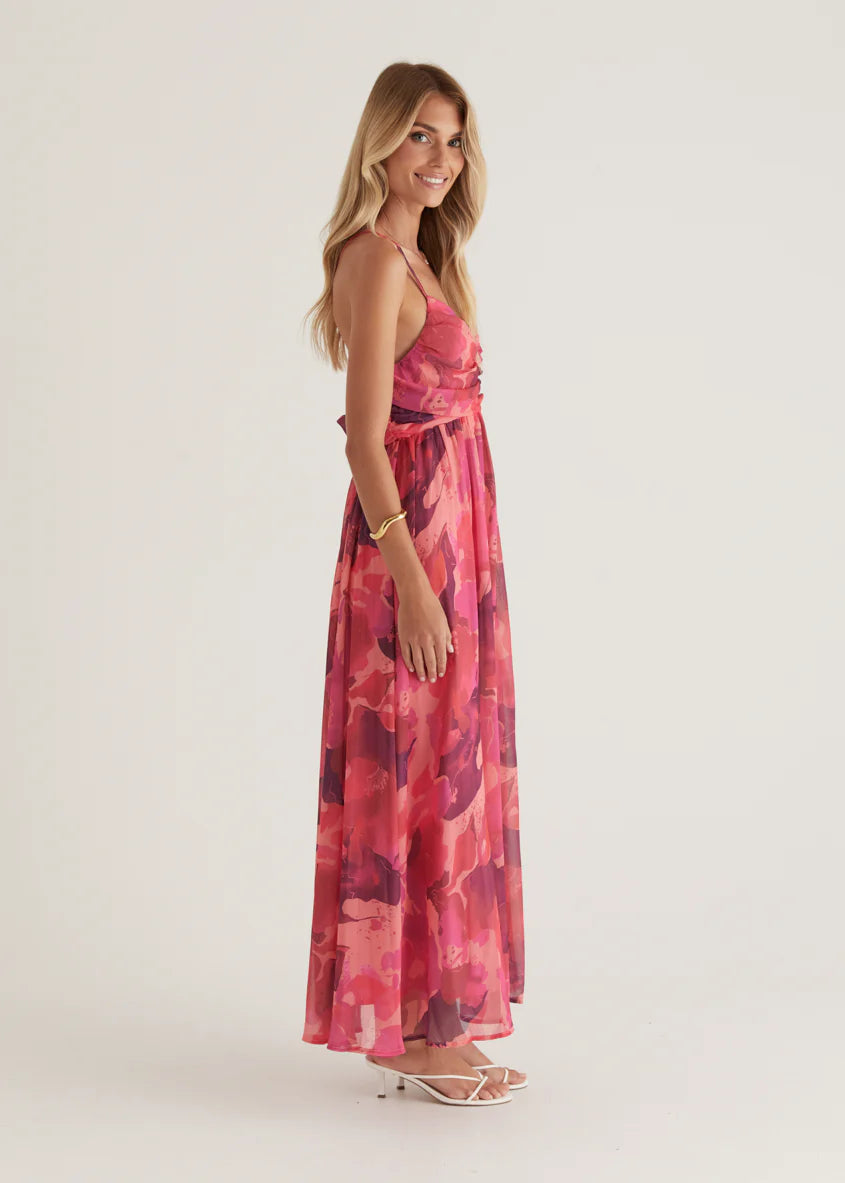 Tahitian Midi Dress - Magenta Rush
