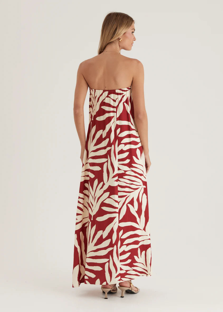 Remora Strapless Maxi Dress - Ruby Leaf