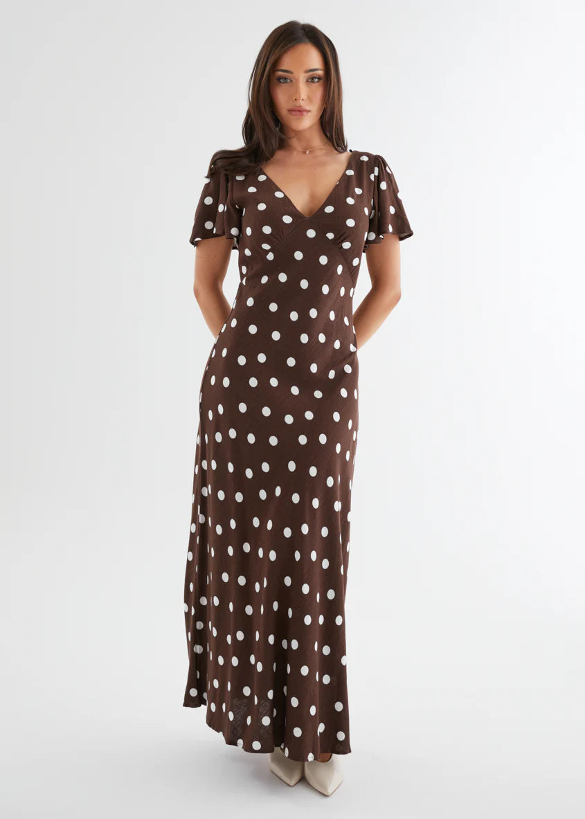 Nadia Maxi Dress - Choc Polka