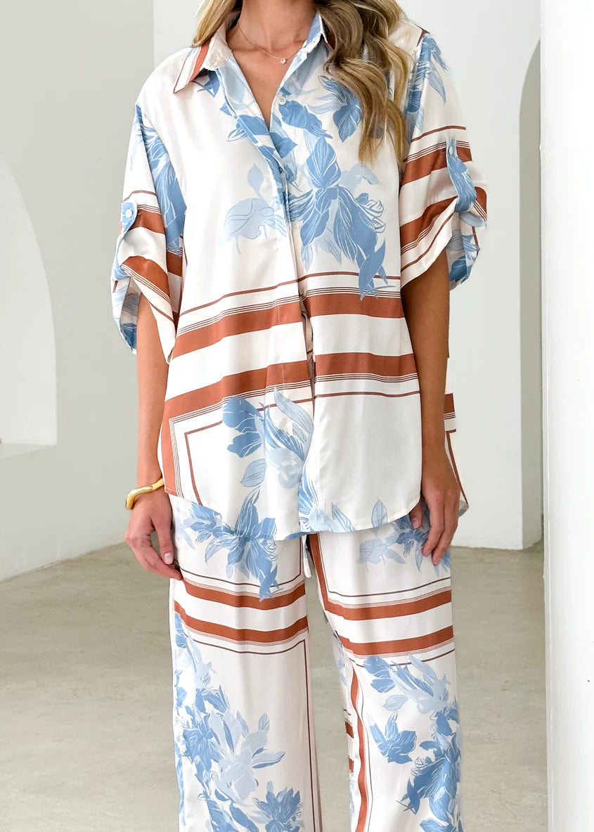 Kaycie Shirt - Blue Flowers