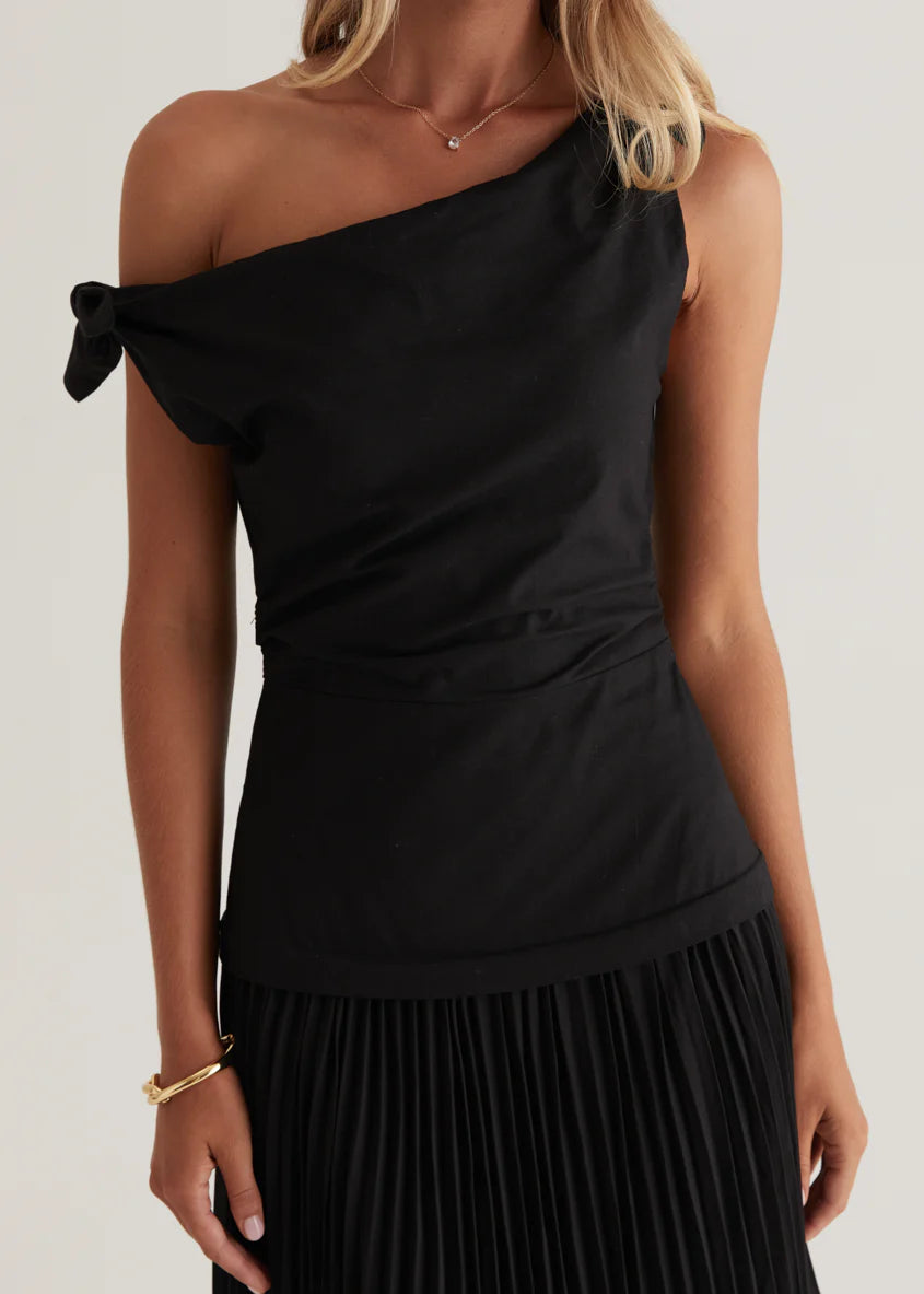Keyla One Shoulder Maxi Dress - Black