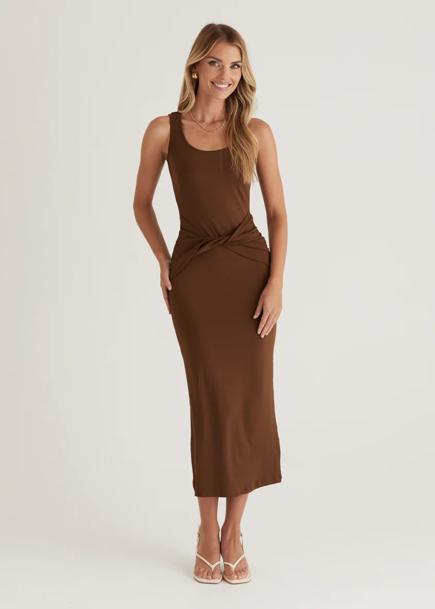 Sonia Midi Dress - Chocolate