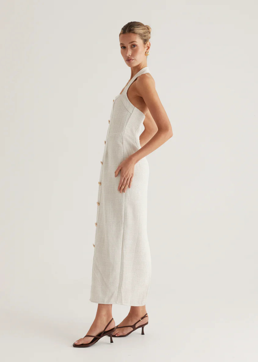 Marina Halter Midi Dress - Off White