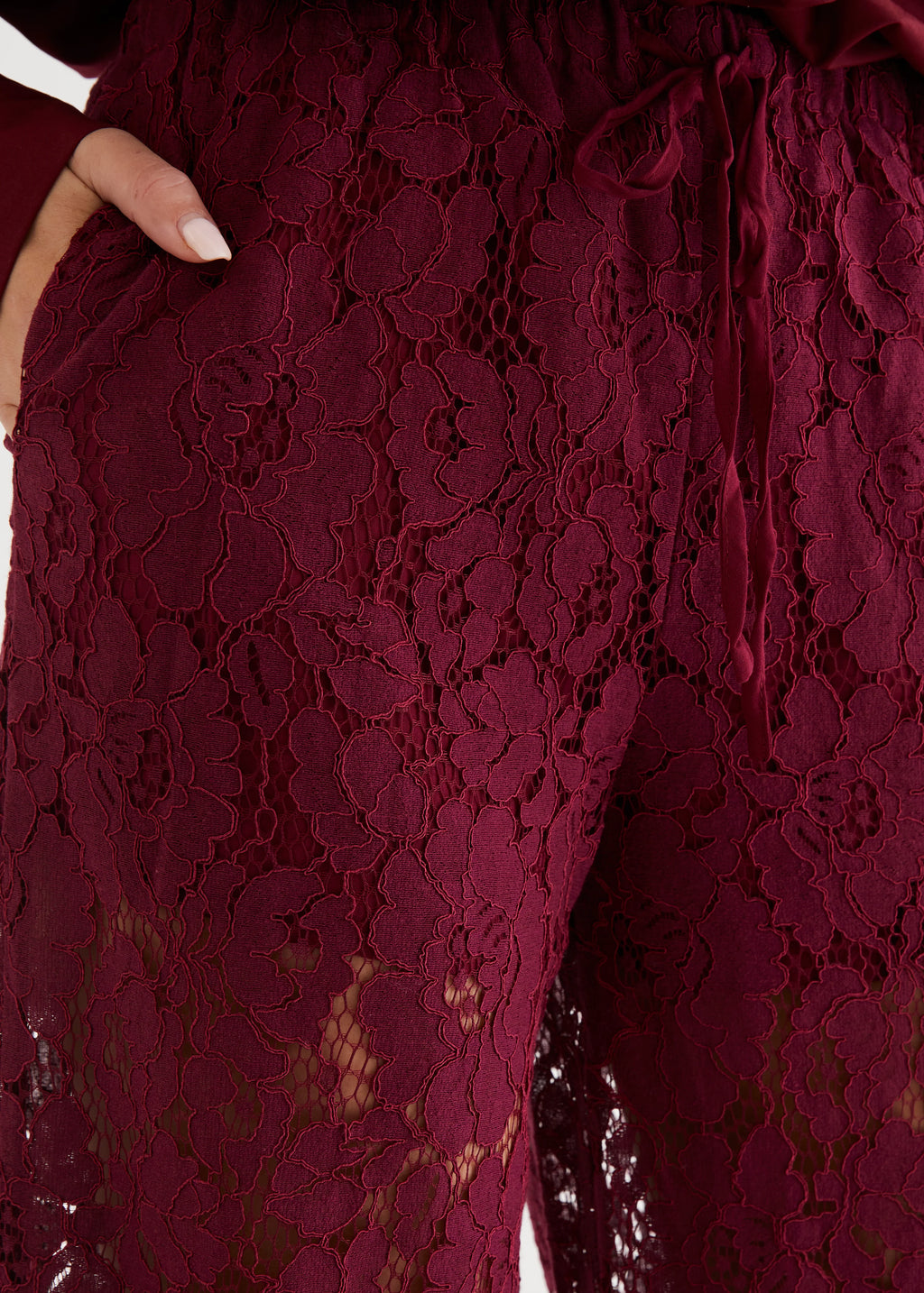 Amelia Lace Pants - Wine