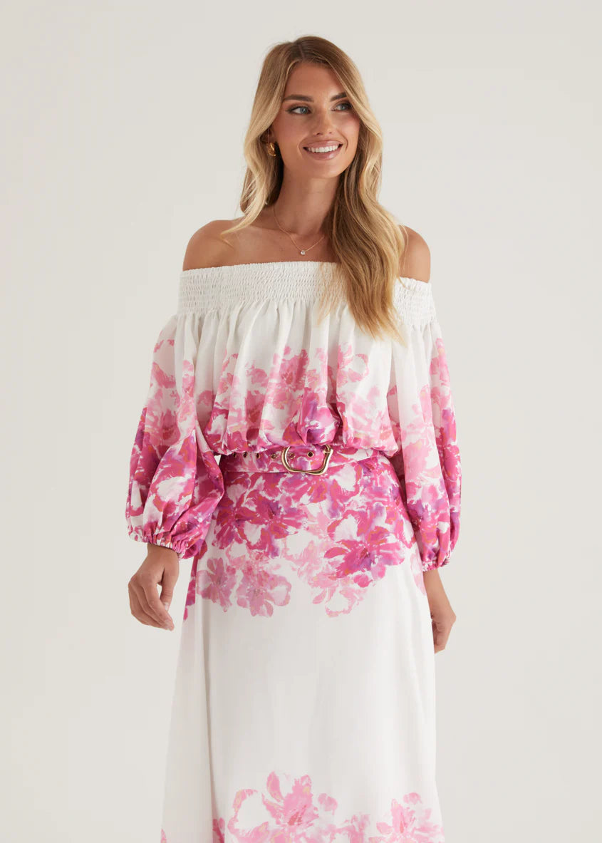 Averie Off Shoulder Top - Pink Floral