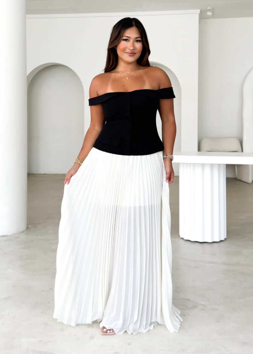 Sorelli Off Shoulder Midi Dress - Black Splice