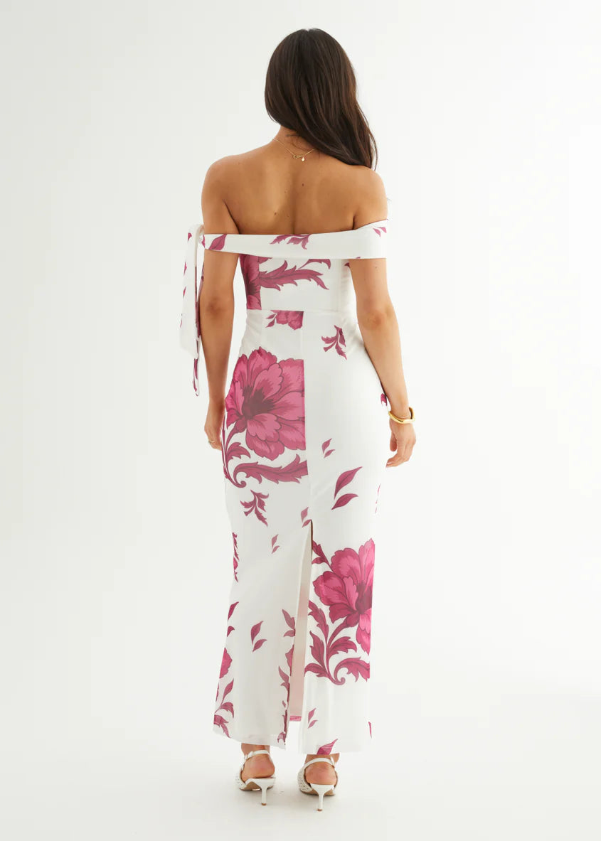 Madisyn Mesh Maxi Dress - Berry Flowers