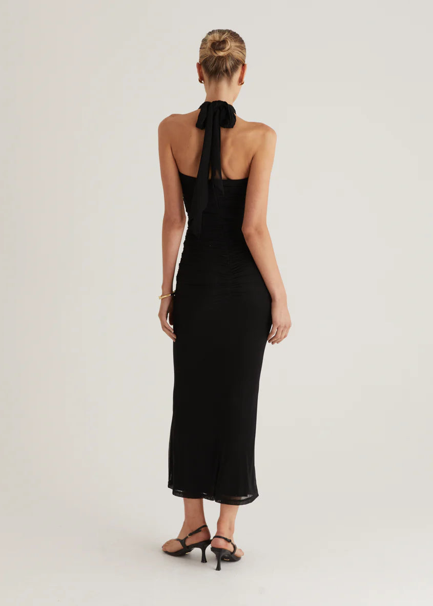 Marlo Mesh Maxi Dress - Black