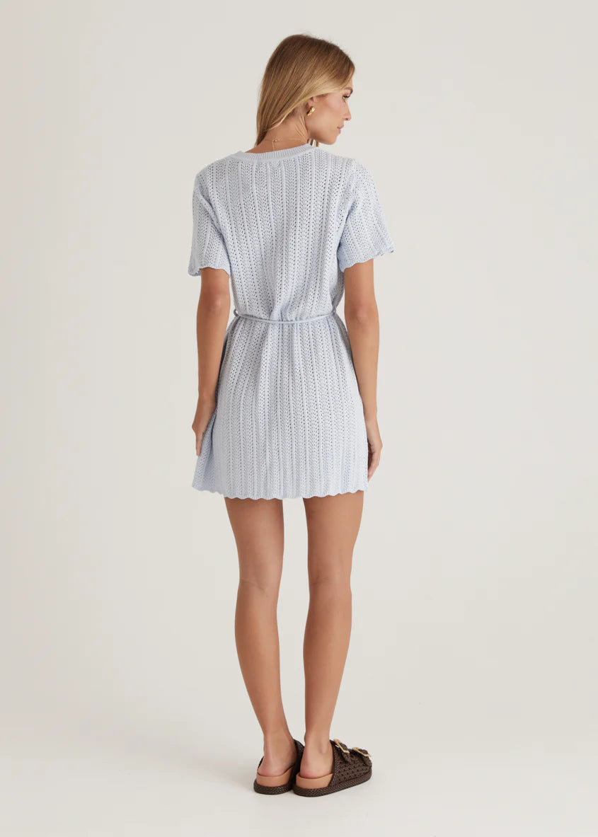 Indiana Crochet Dress - Baby Blue