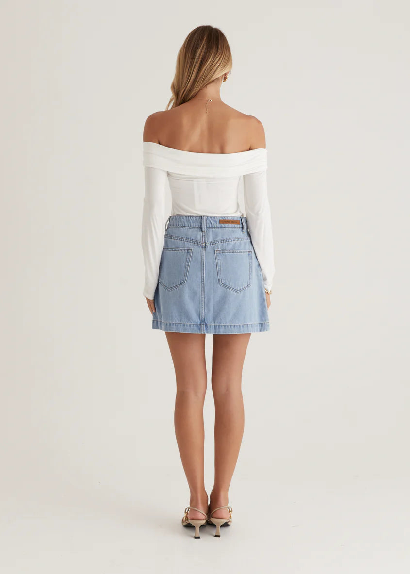 Sabine Denim Skirt - Light Blue