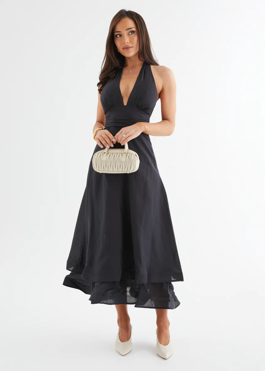 Zayde Halter Midi Dress - Black