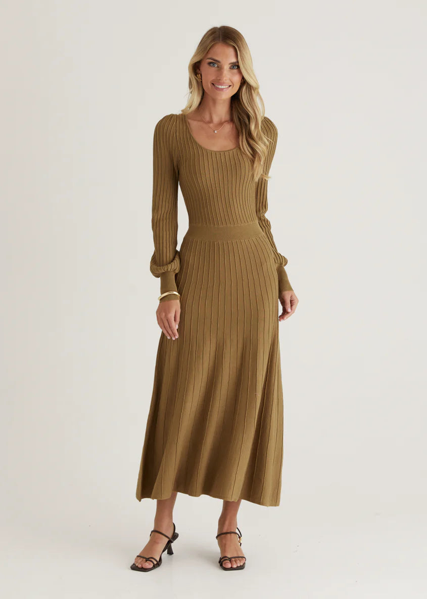 Orlah Knit Midi Dress - Moss Green