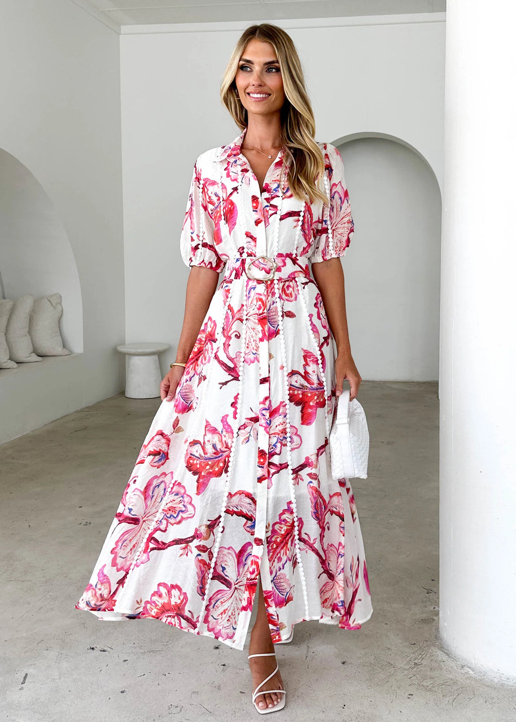 Mannia Maxi Dress - Red Floral