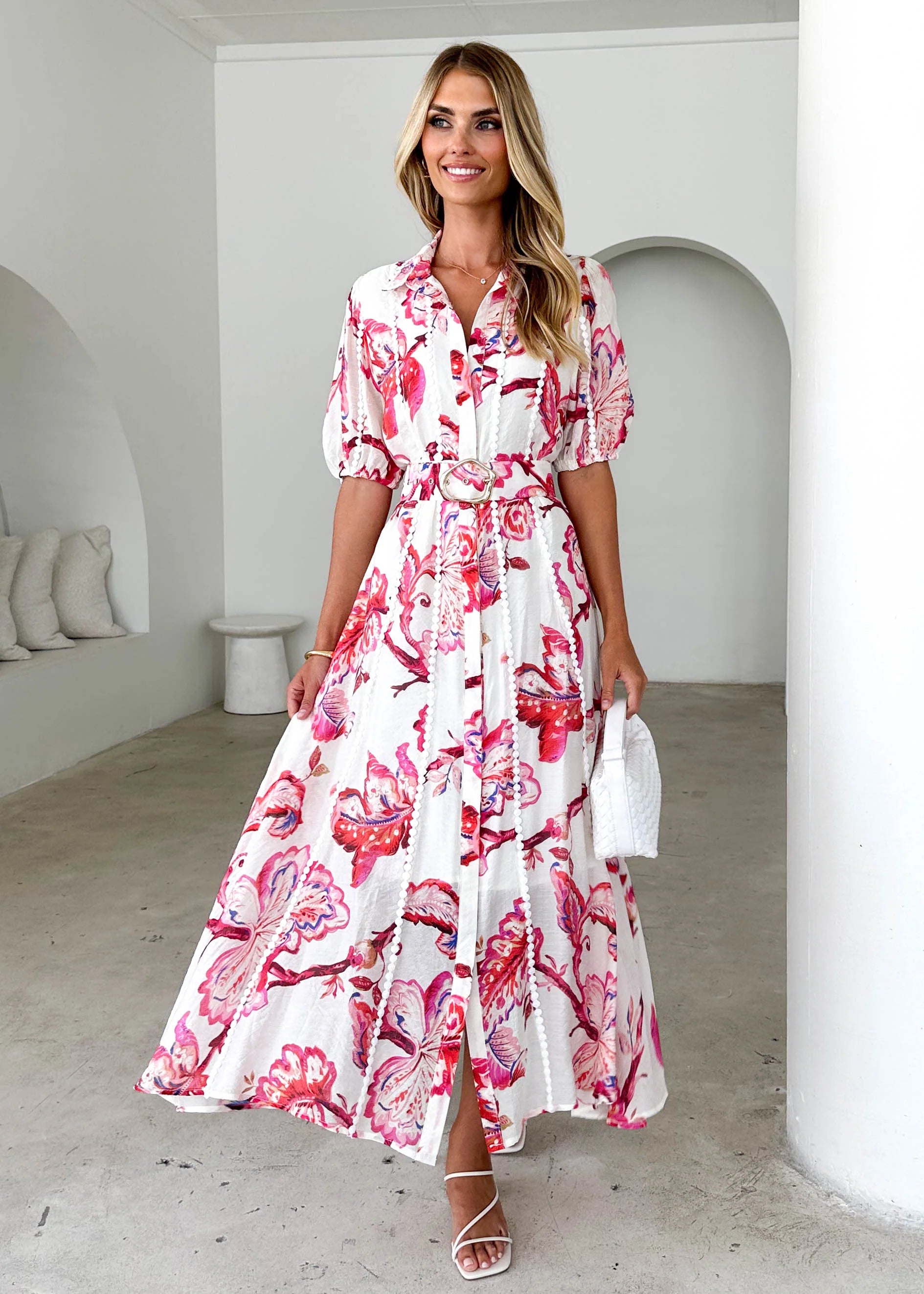 Mannia Maxi Dress - Red Floral