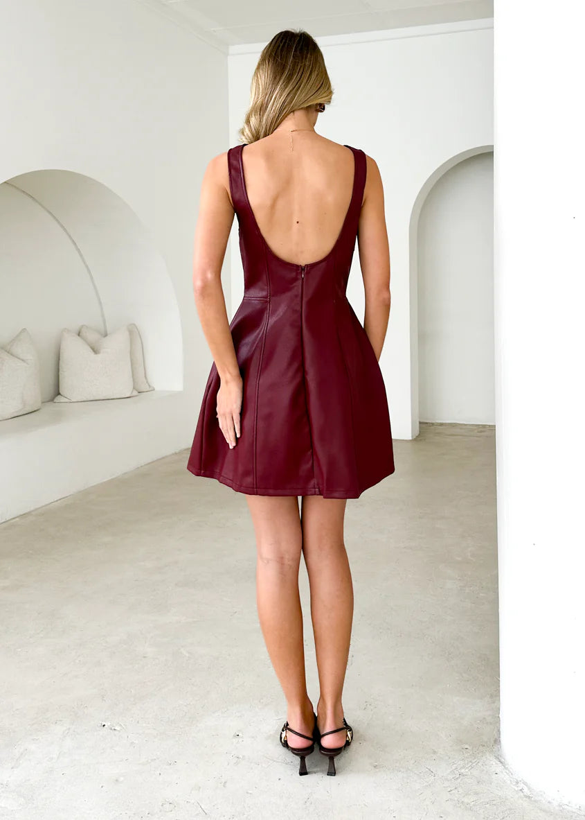 Nirvana PU Dress - Wine