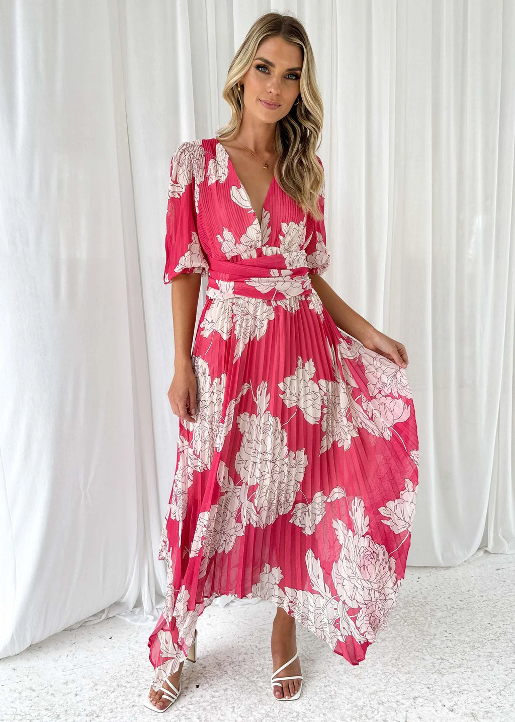 Twinker Midi Dress - Pink Floral