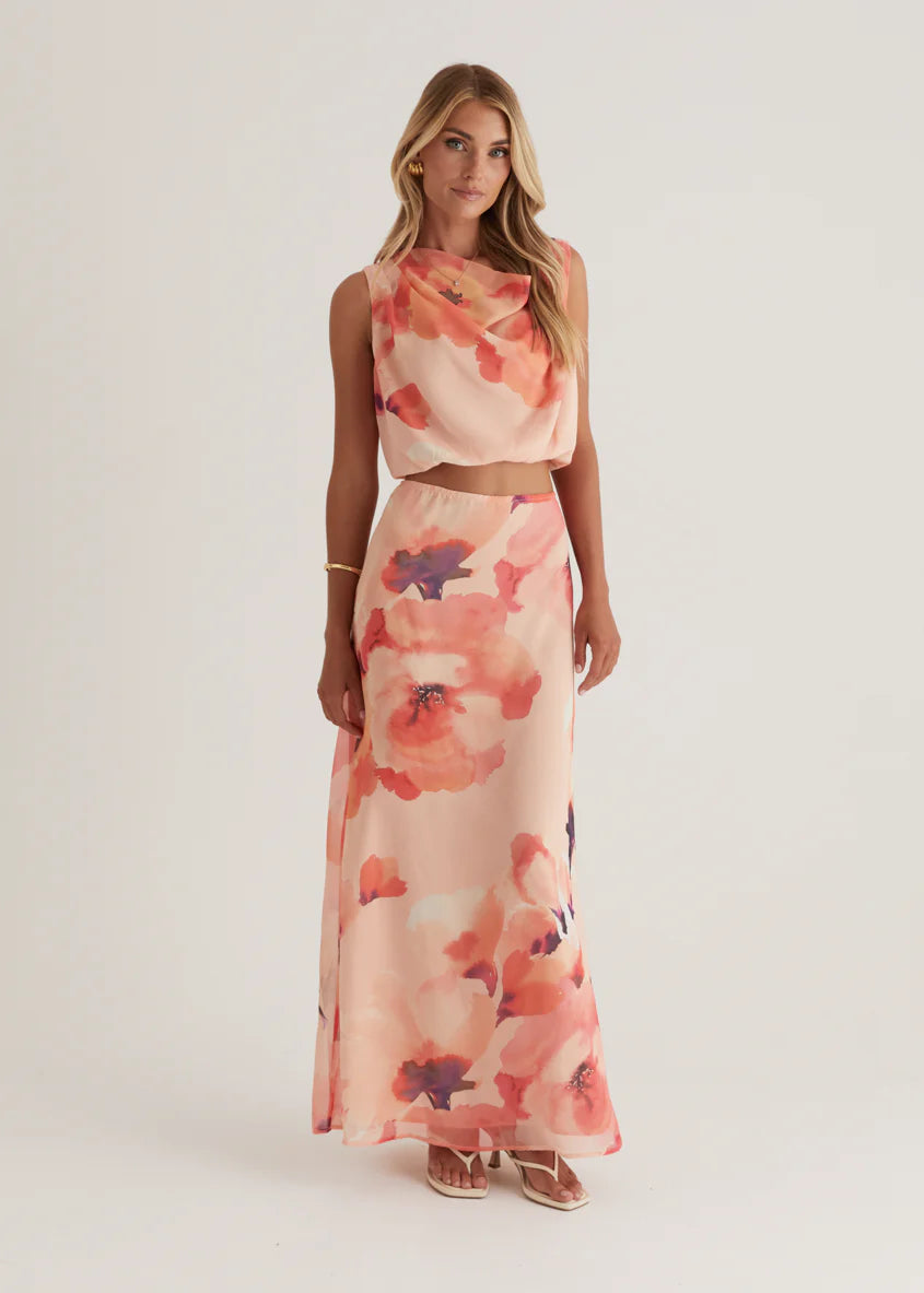 Lilyfield Crop - Peach Floral