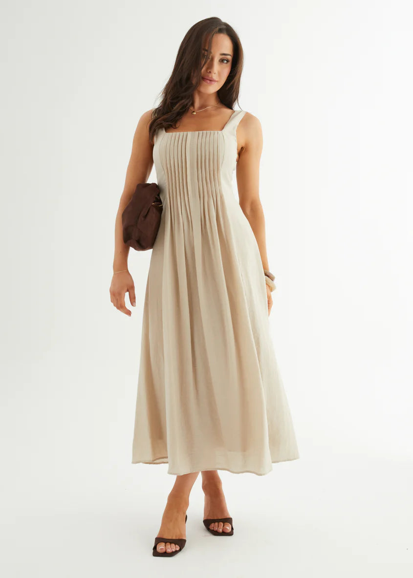 Neishia Midi Dress - Beige