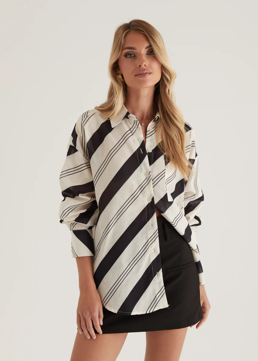 Jessa Shirt - Black Stripe