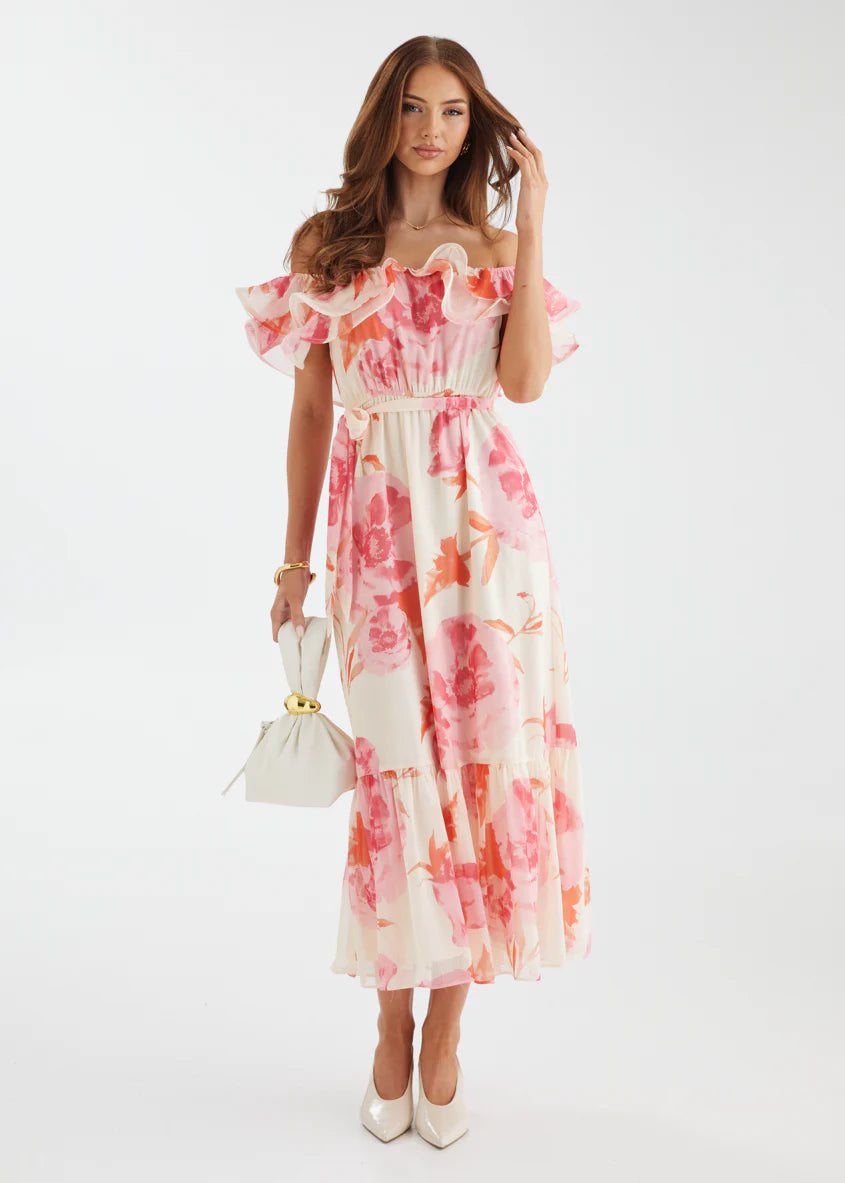 Tarsha Off Shoulder Maxi Dress - Pink Bloom