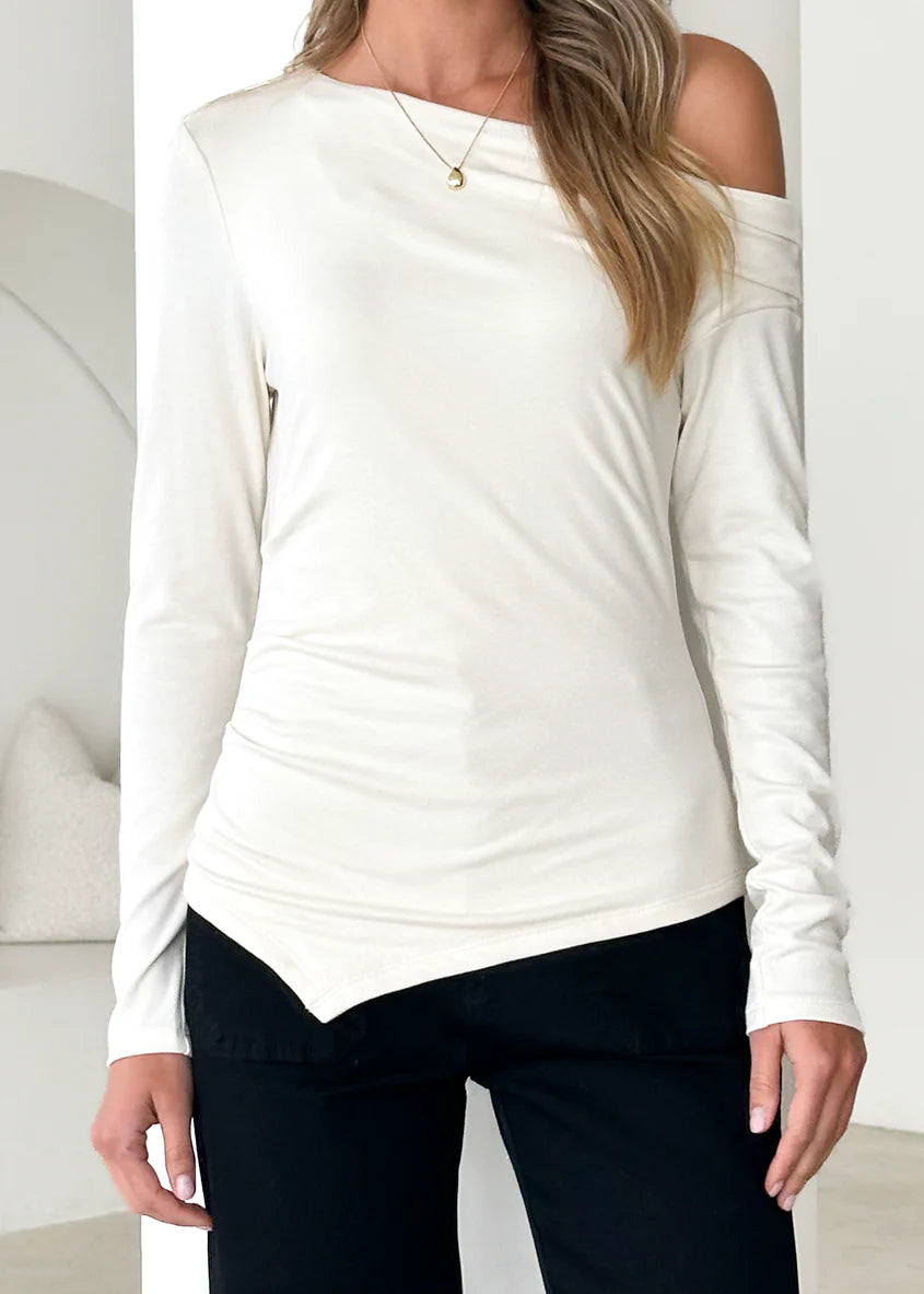 Alba Drop Shoulder Top - Cream