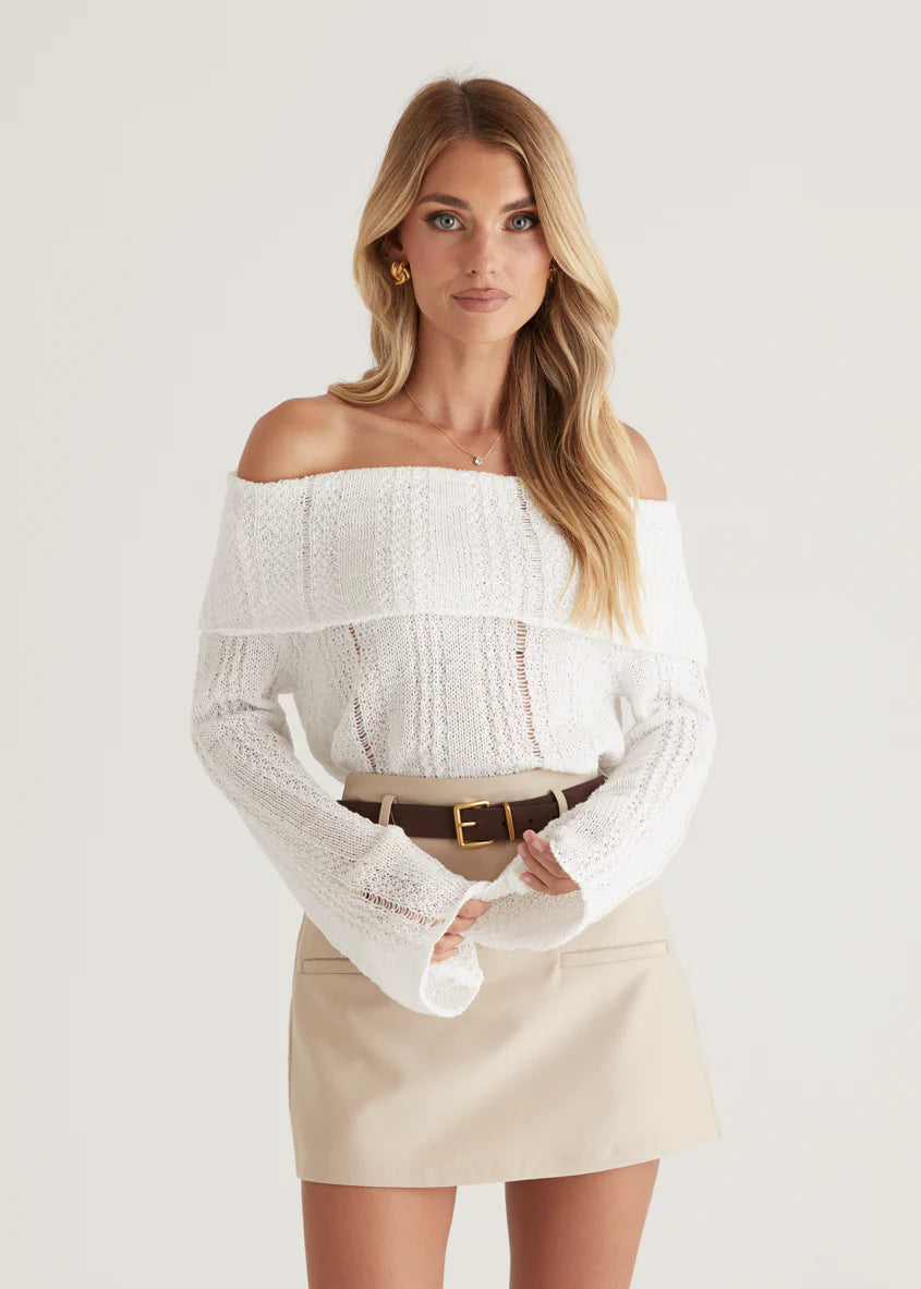 Lucy Off Shoulder Sweater - Off White
