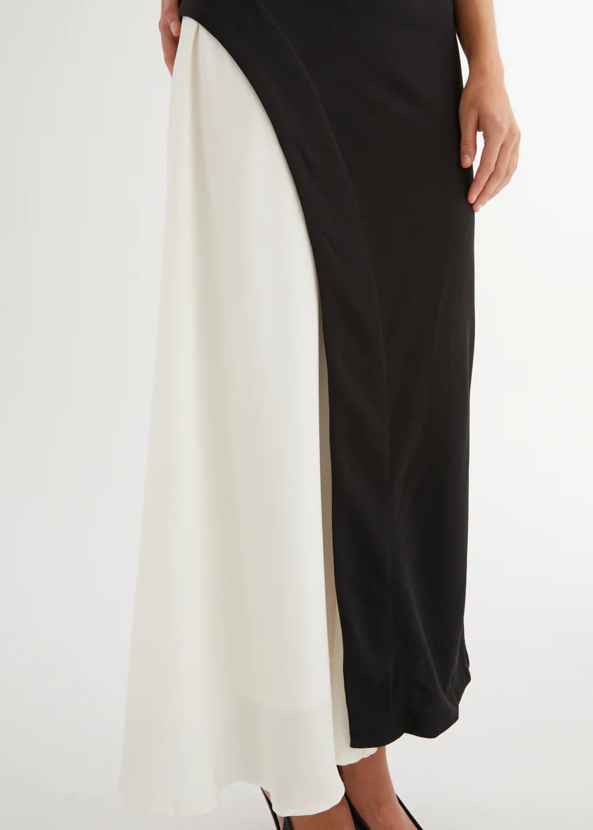 Cruiser Drop Shoulder Midi Dress - Black Splice