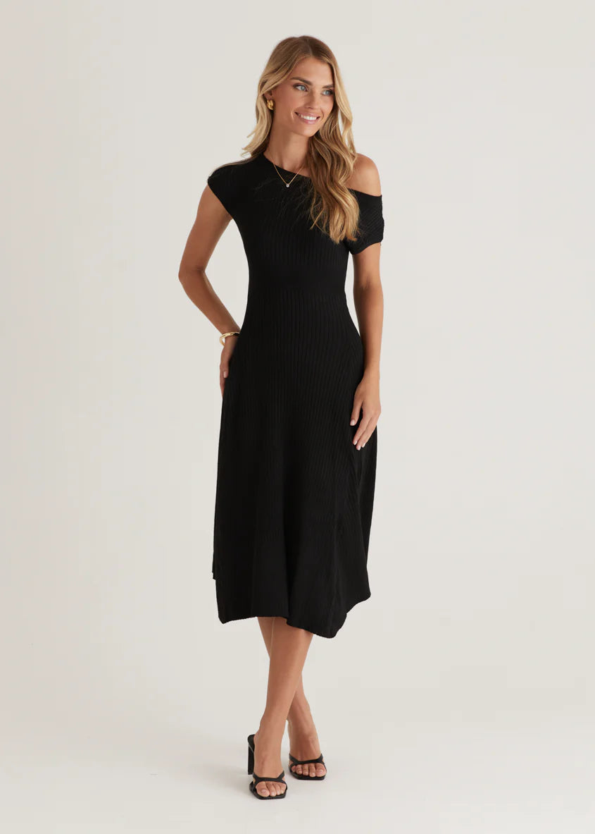 Siren Knit Midi Dress - Black