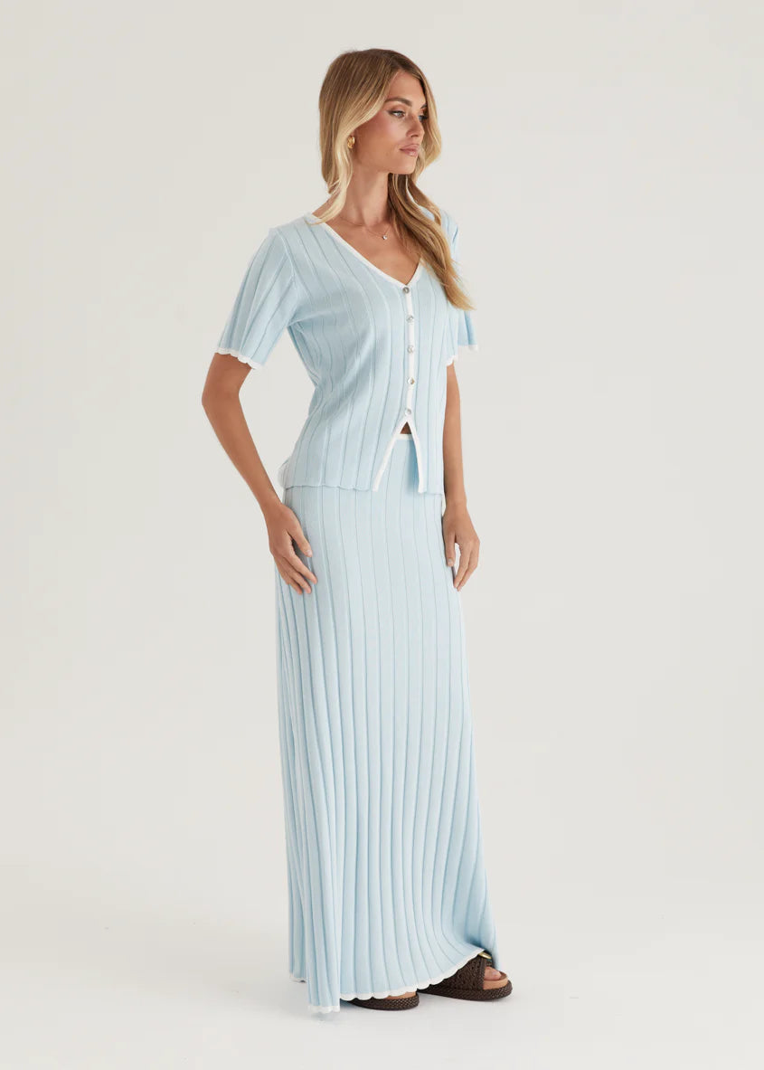 Yulia Knit Maxi Skirt - Sky Blue