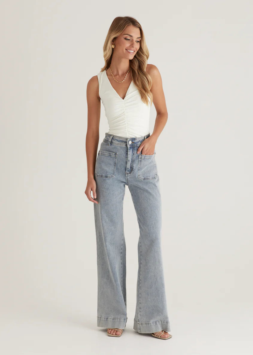 Zekroe Wide Leg Jeans - Light Blue