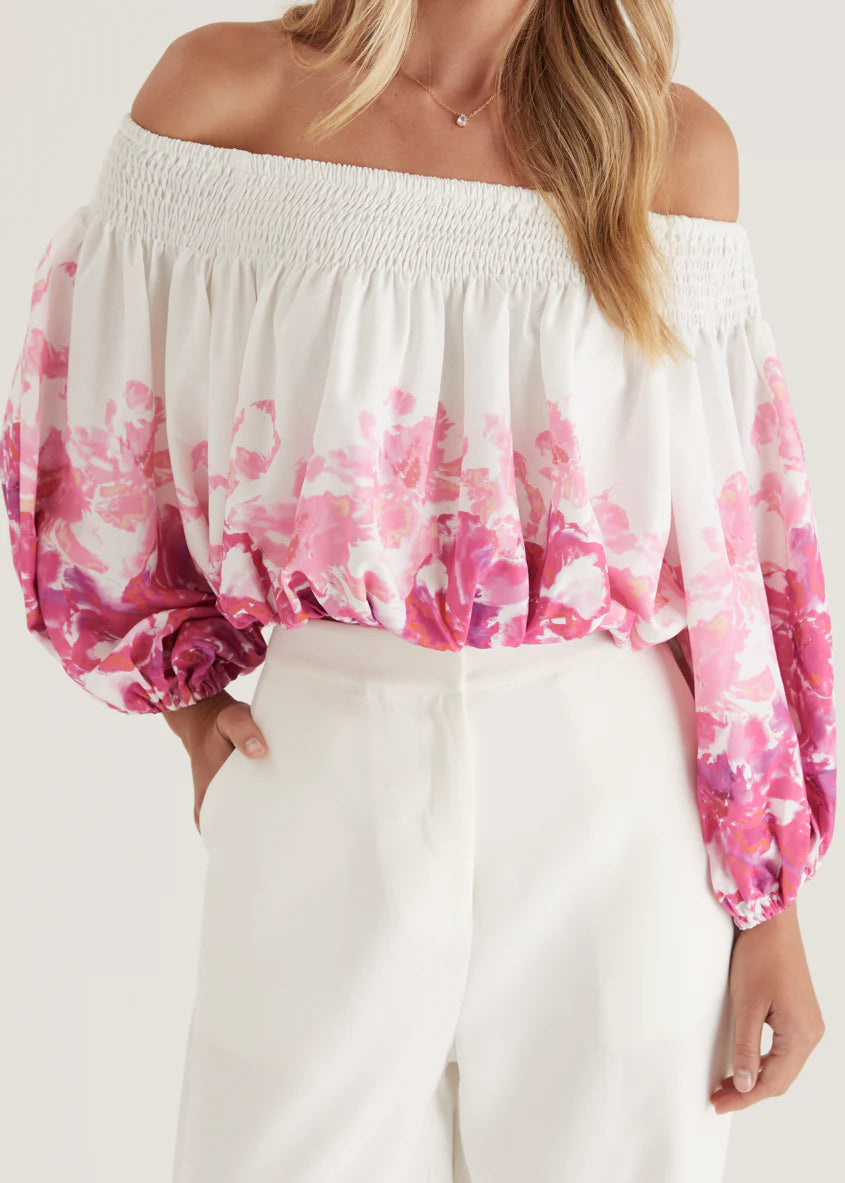 Averie Off Shoulder Top - Pink Floral