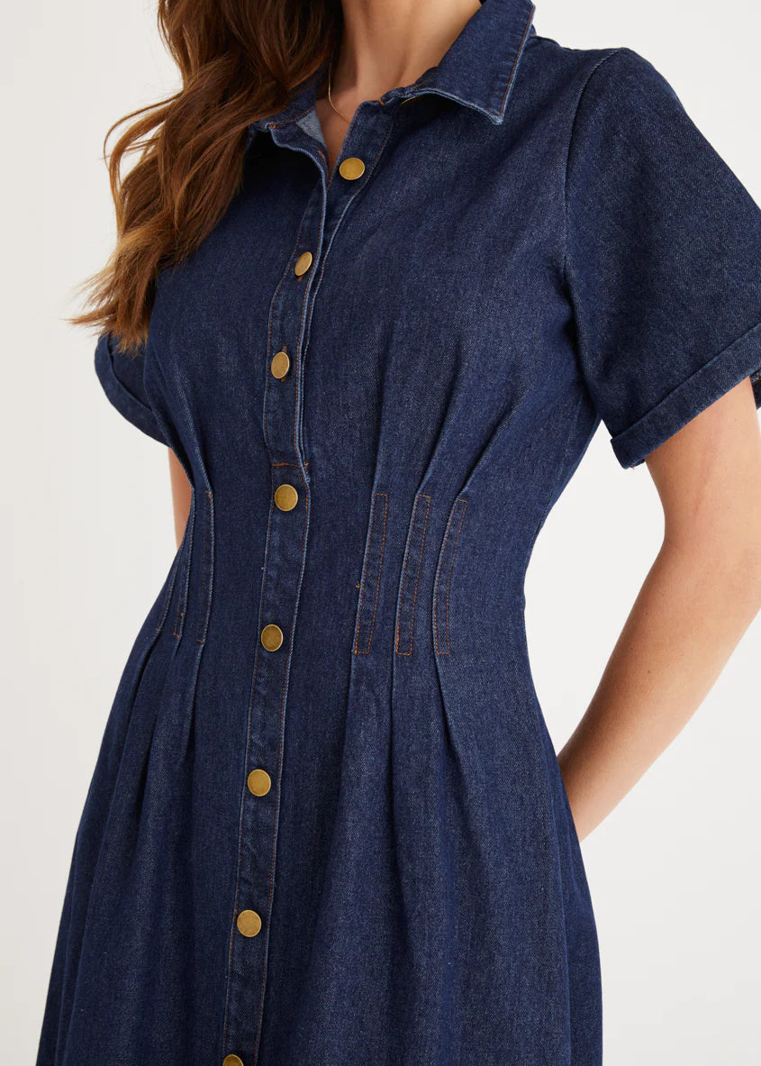 Annika Denim Midi Dress - Indigo