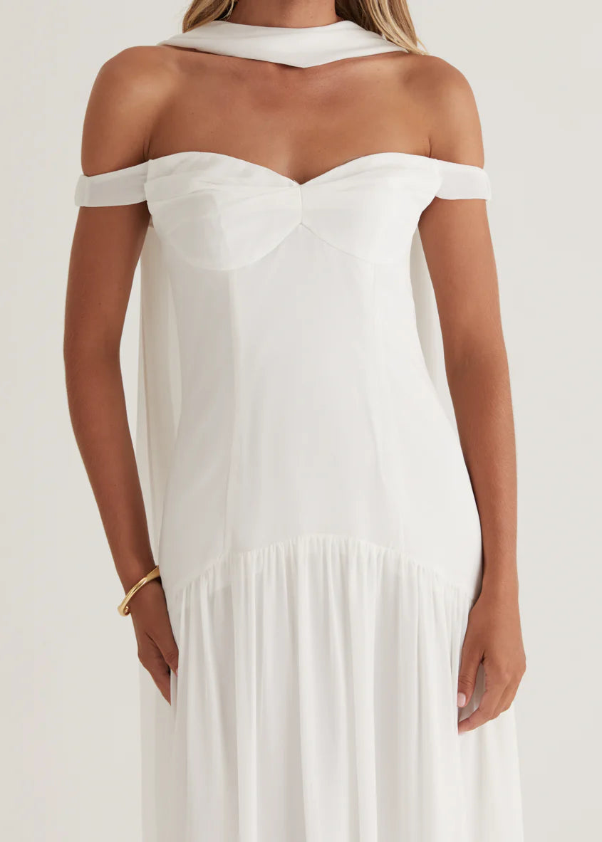 Kirah Off Shoulder Maxi Dress - Off White