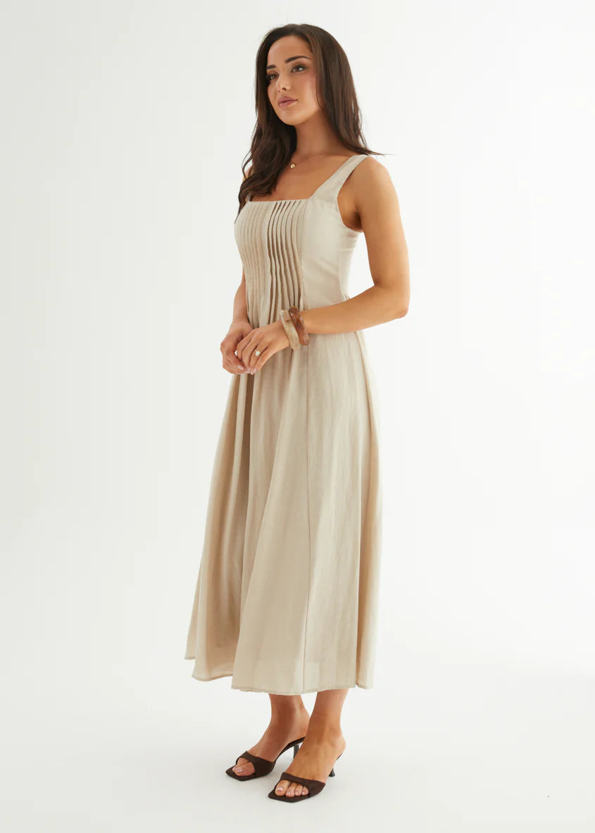 Neishia Midi Dress - Beige