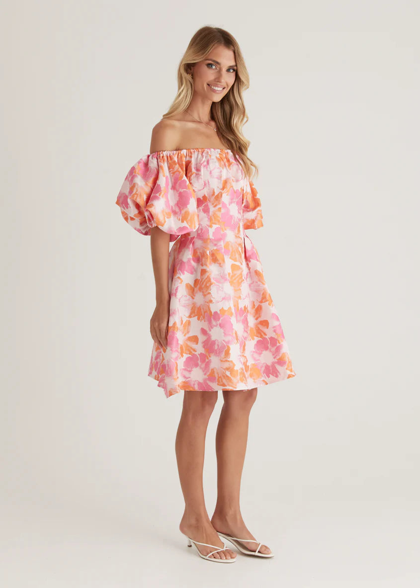 Xena Off Shoulder Dress - Sunset Floral