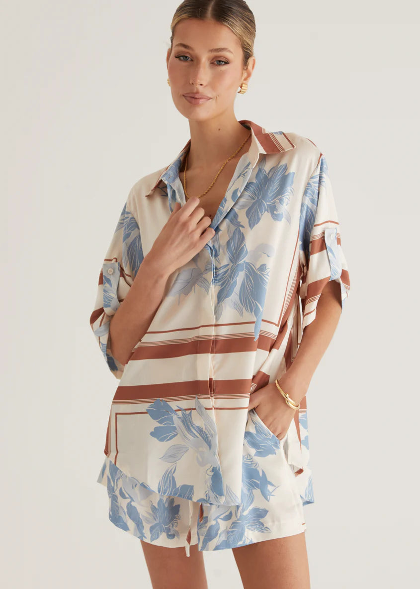 Kaycie Shirt - Blue Flowers