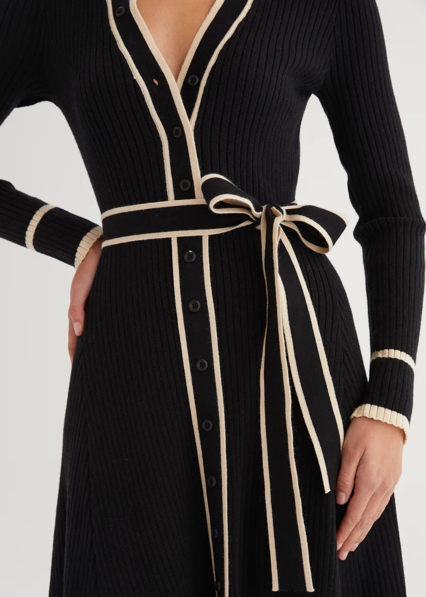 Adah Knit Midi Dress - Black
